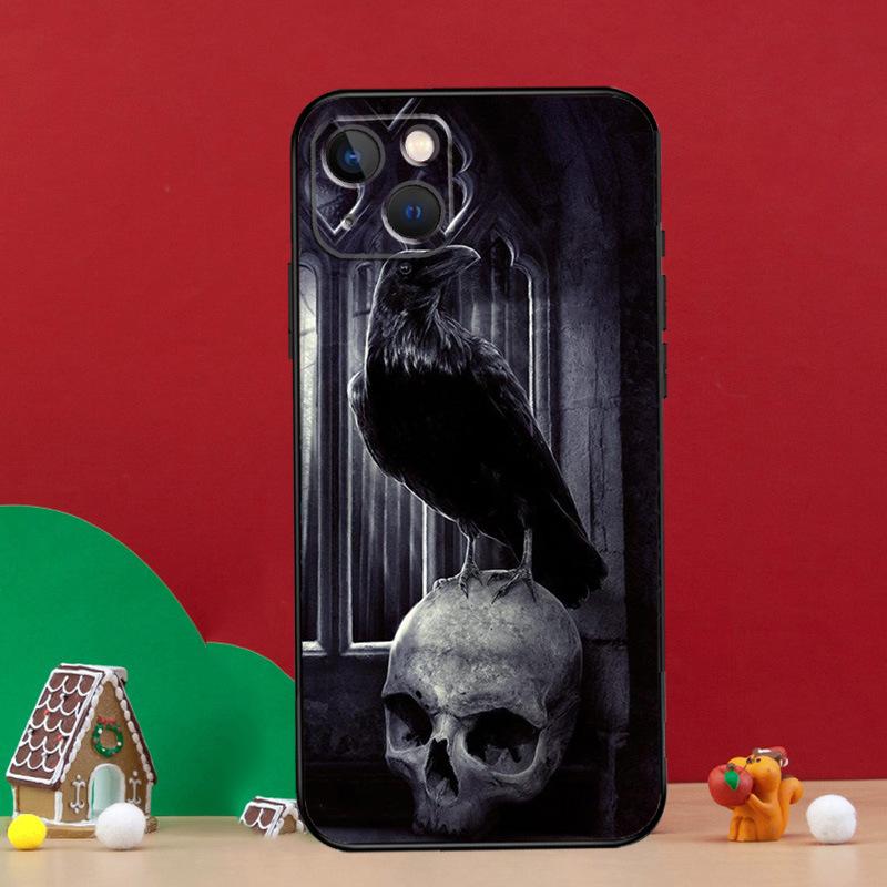 

Применимо к iPhone16 Чехол для мобильного телефона Trendy Man Новый Чехол для мобильного телефона Crow Skull на Хэллоуин 16plus