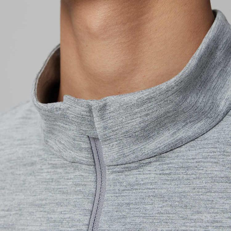 SAUCONY Stand Collar Fitted Comfortable Long Sleeve T-Shirt Men Tops Light-Flower-Gray SC2240129B-HS04