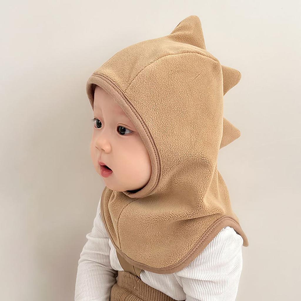 Winter Fleece Balaclava for Baby Cute Cartoon Dinosaur Hooded Scarf Hat Kids Warm Children One Piece Beanie Cap