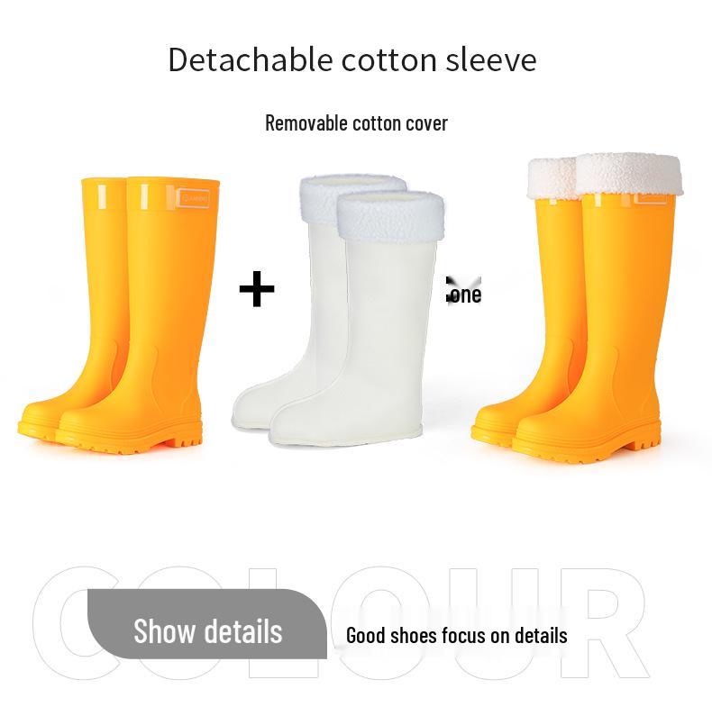Women's Thickened High-Top Waterproof Rain Boots with Non-Slip Velvet Lining