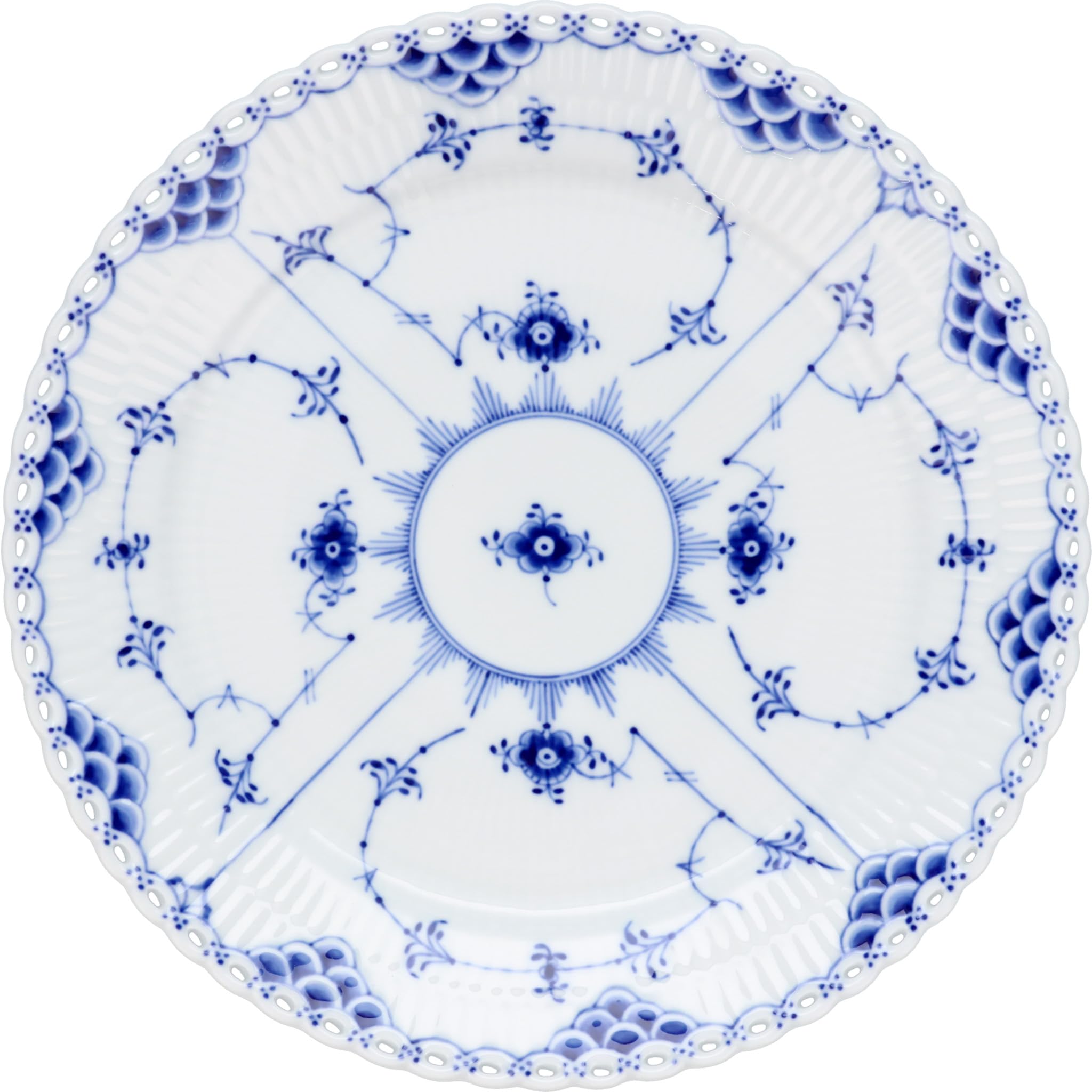 

Imported Royal Copenhagen Blue Fluted Full Lace Plate Dish 25cm Wedding Gift Present 1017239 [Regular Product] білий