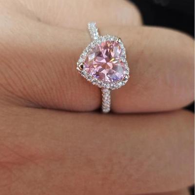 Dingrui Pembe Aşk Zirkon Pırlanta Yüzük - Platin Kaplama Kadın Butiği