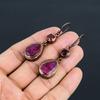 Ruby & Garnet Earrings Gemstone Jewelry, Copper Electroformed Handmade Earrings, Latest Design Jewelry
