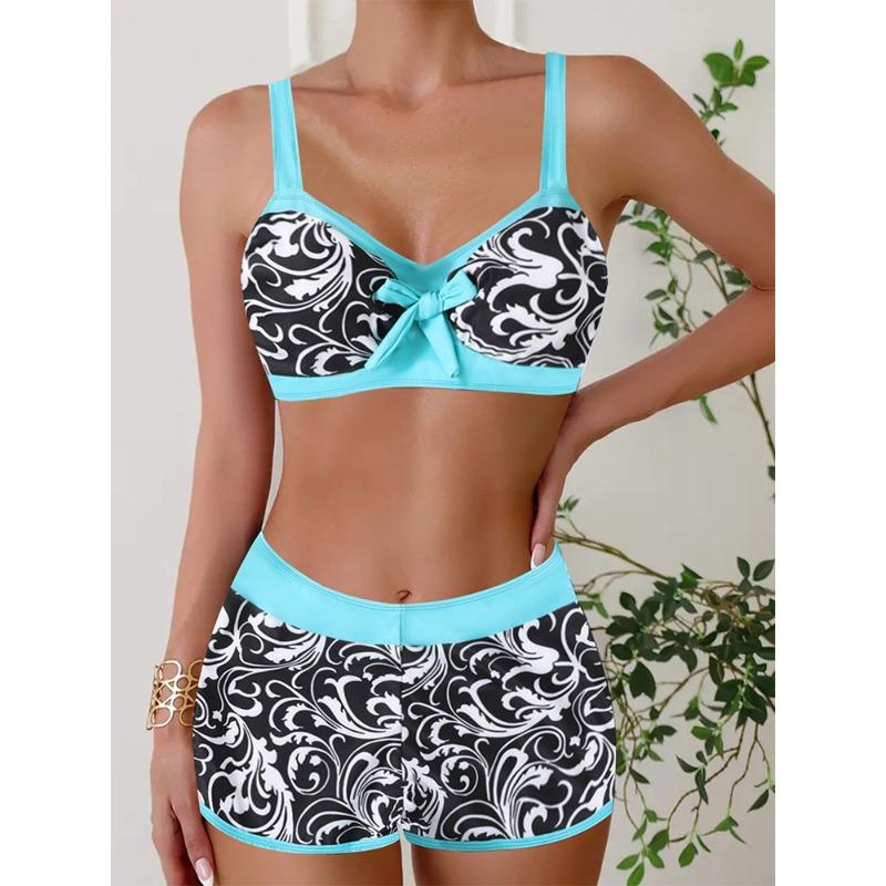 Damen Geometrischer Druck Bikini Einzelteil Bademode