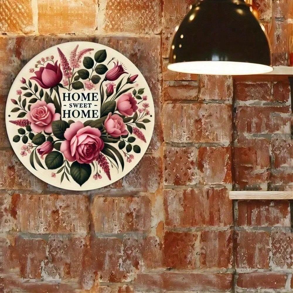 Home Sweet Home Tulip Engraved Metal Sign Rustic Country Iron Plaque Durable Waterproof Wall Decor for Indoor Outdoor