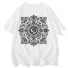 Japanese  Short Sleeve 100% Cotton Men's T-shirt Sanskrit Funny Graphic Print Tee Creative Style Loose Man Women Y2k Tops