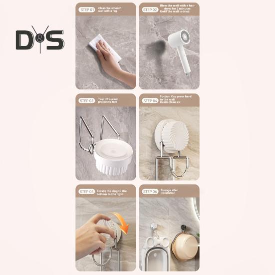 1/2 stk Sugekoppkroker Robust konstruksjon Enkel installasjon Veggfeste Baderomsdusjkroker Bassengoppbevaringsstativer