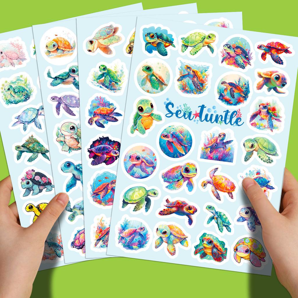 100 Stickers of Magic Turtle Graffiti Stickers New Style Flat Colorful Ocean Turtle Personality Graffiti Stickers 4 Pictures