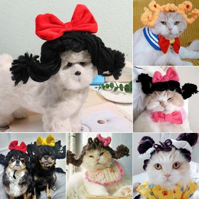 Soft Wear Pet Head Hat Breathable Yarn Layout Props Double Twist Braids