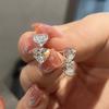 Simple and sweet double love zircon stud earrings, niche daily versatile exquisite earrings, commuter fashionable earrings