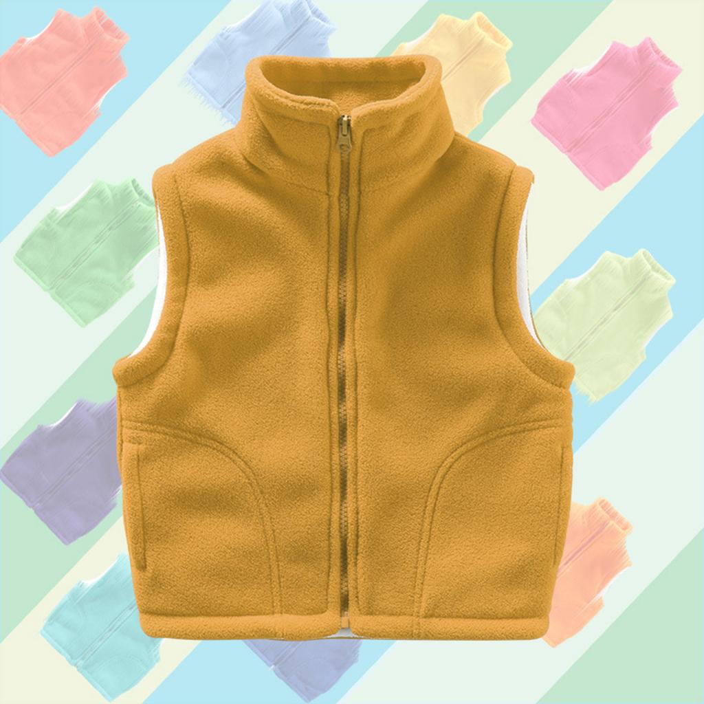 Children's Solid-color Vests Thickened Cardigan Jackets For Girls And Boys