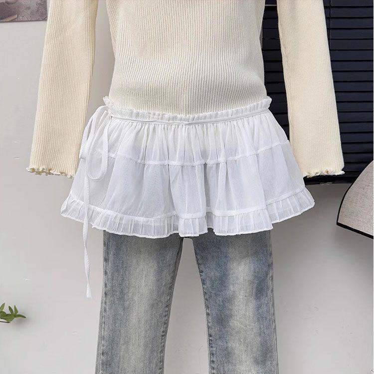 

Многослойный цельный поясной корсет на шнуровке, миди-юбка-пачка с откидной задней частью One Size белый