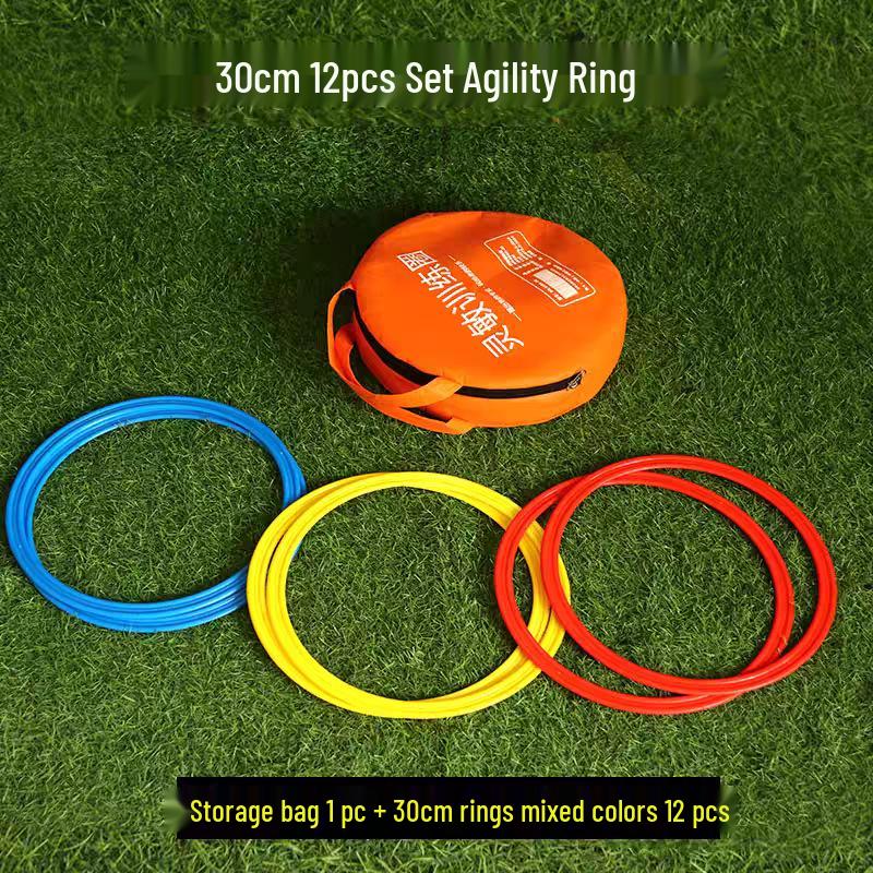 Agility and Fitness Ring: Training Equipment for School-Age Basketball & Football 12 Mixed Colors + Bag