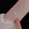 Koreanisches Zartes Doppellagiges Armband Für Damen Mädchen Niedliche Schleife Stern Mond Glänzender Zirkonia Verstellbare Kette Armreifen Schmuck