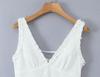 Design-Sense Women's V-Neck Mesh Embroidery Sleeveless Slim-Fit Open-Back Dress