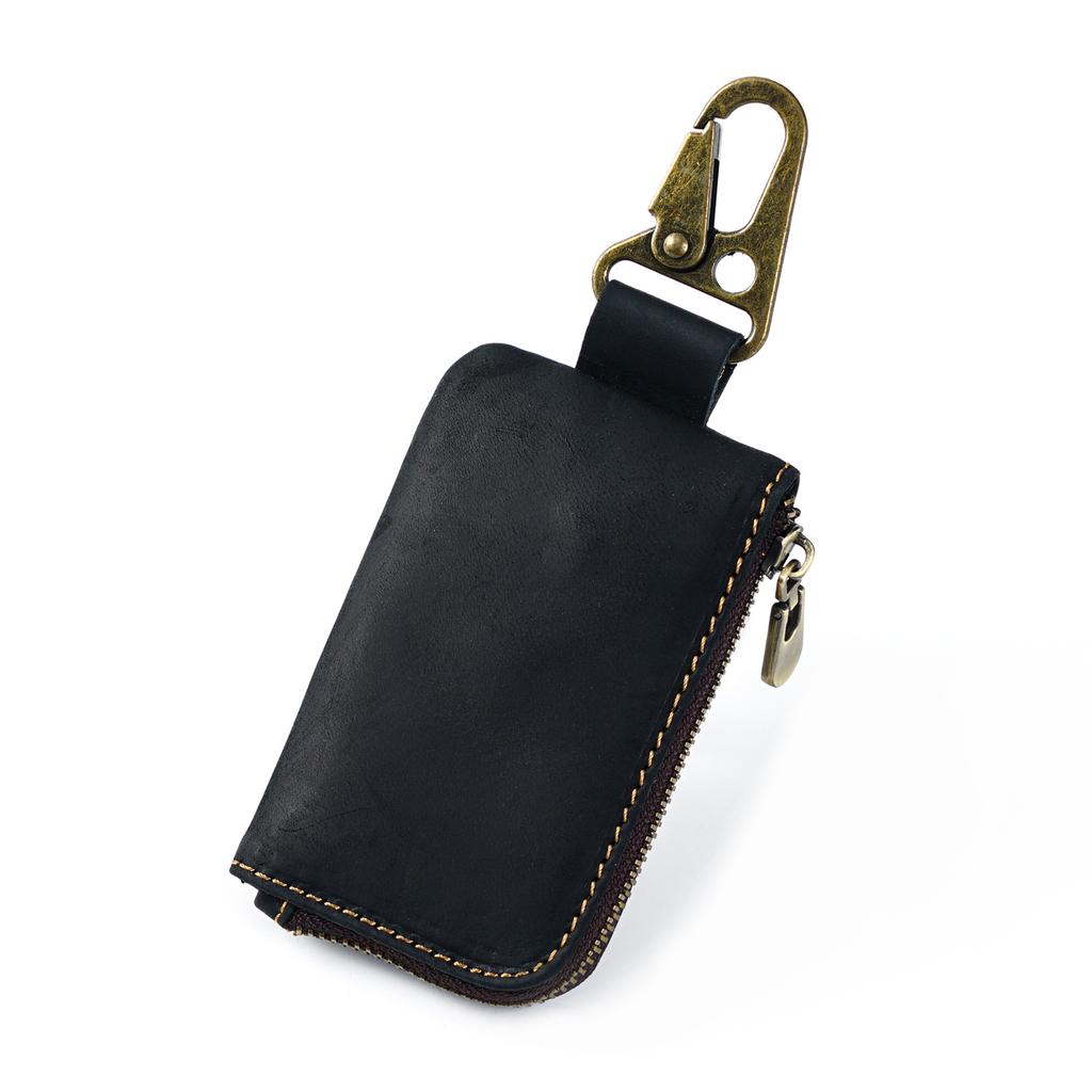 Genuine Leather Key Storage Bag Bluetooth Earphone Keychain  Automotive Smart Key Protective Case Housekeeper Zipper Keys Coin Purse