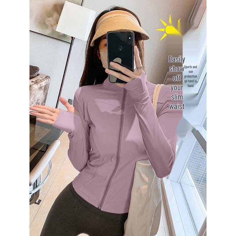 Women's Quick-Dry Stand Collar Fitness Jacket with Zipper - Breathable, Long Sleeve Sports Top for Running, Yoga, Outerwear.