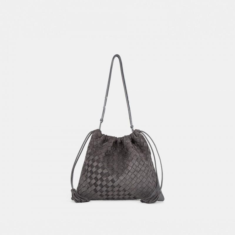 """Gewebte Mülltasche" Hochglanz Matt Rindsleder Handgestrickte Schulter-/Crossbody-Tasche"""