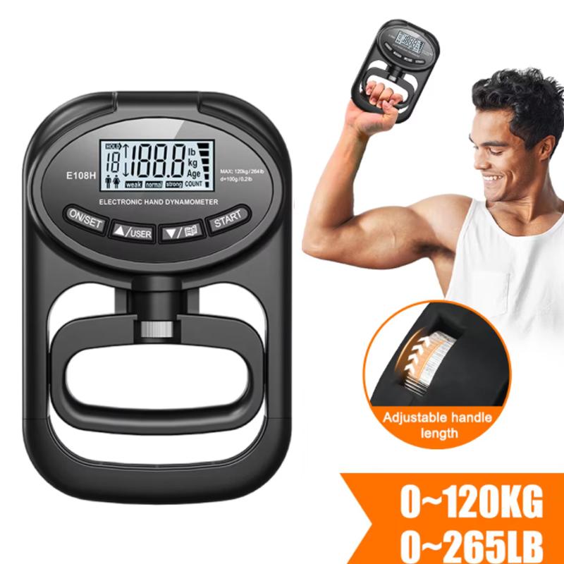 265Lbs/120Kg digital hand grip strength tester, USB LCD screen grip strength measuring instrument, Christmas and Halloween gifts