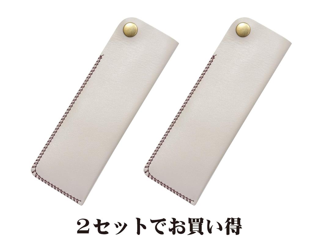 White Pen Case with Maple Wood Barrel and Retro Ballpoint Pen Set Two-Pack Hook-and-Loop (NK01W-HS47S-2)