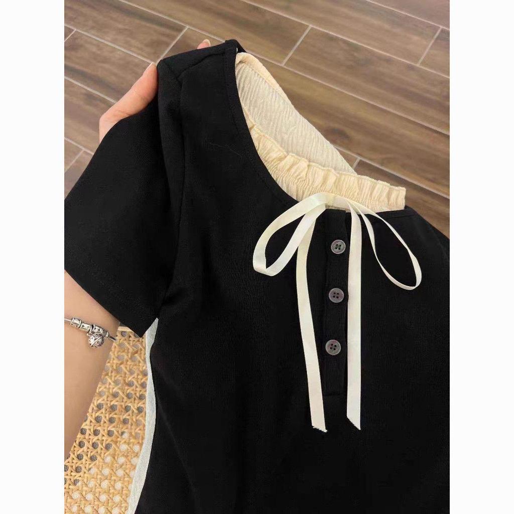 Versatile and Trendy Korean-Style Two-Piece T-Shirt for Women - Short-Sleeve Design