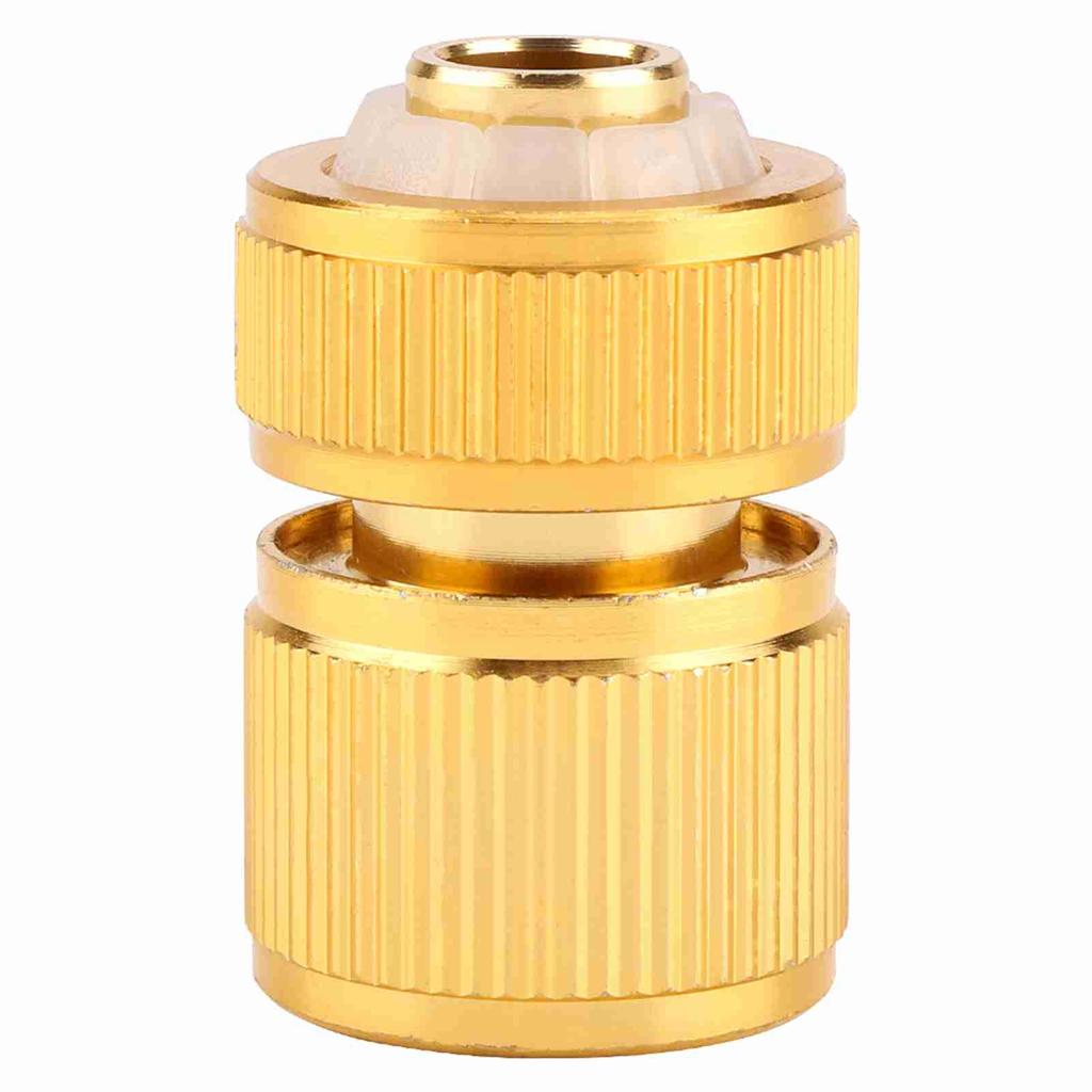 Garden Hose Connector, Aluminum Alloy Brass Plated Proof Quick Fit Adapter, Compatible with G1/2 Hose, for Garden Irrigation Water Tap Fitting