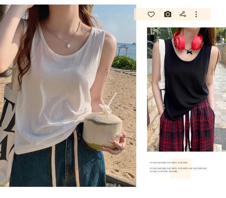 Women's Yellow Cotton-Linen Camisole: 2025 Summer Sleeveless Vest, Loose Fit Slimming Base Layer Top