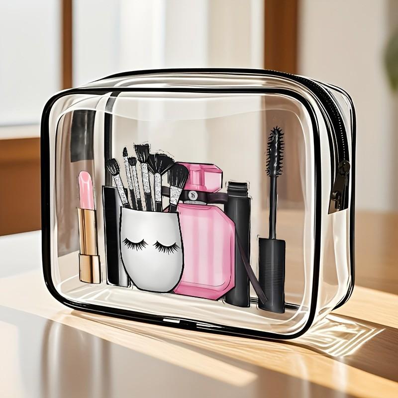 Large Capacity Transparent Travel Makeup Bag-Portable Multi-Functional Organizer for Cosmetics, Pills & Outdoor Toiletry Storage