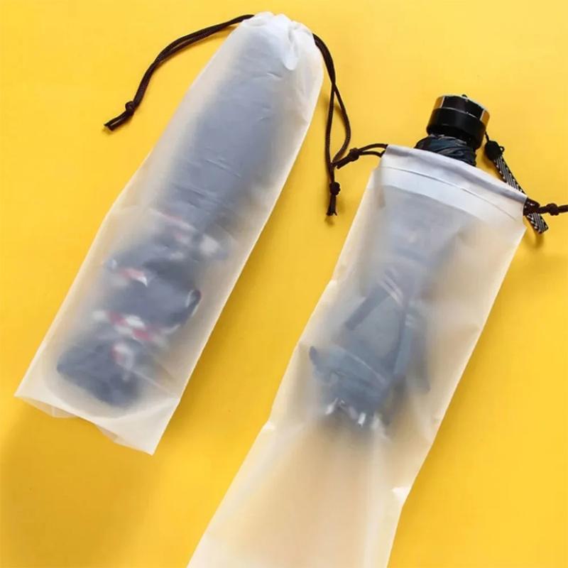 Úložná taška na deštník Průsvitný plast Vodotěsný Ochrana proti nečistotám Obal na deštník Opakovaně použitelné Přenosné Stahovací sáčky Domácí skladování