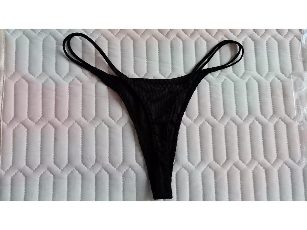 European & American Ribbed Cotton Women's Thong with Fine Straps - Comfortable, Breathable, & Sexy T-Back