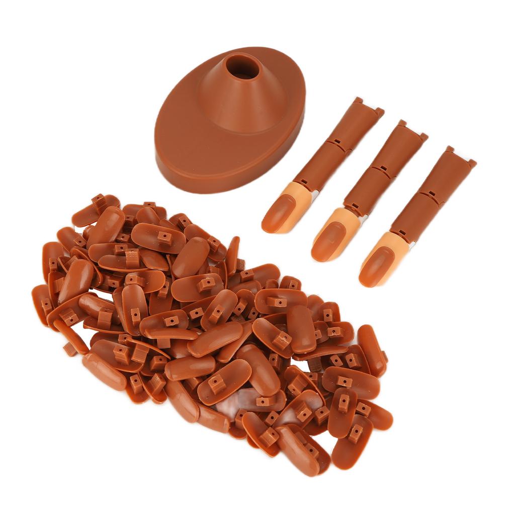 Nail Art Training Practice Finger Bendable Joints False Nail Tips Finger Mannequin with Base