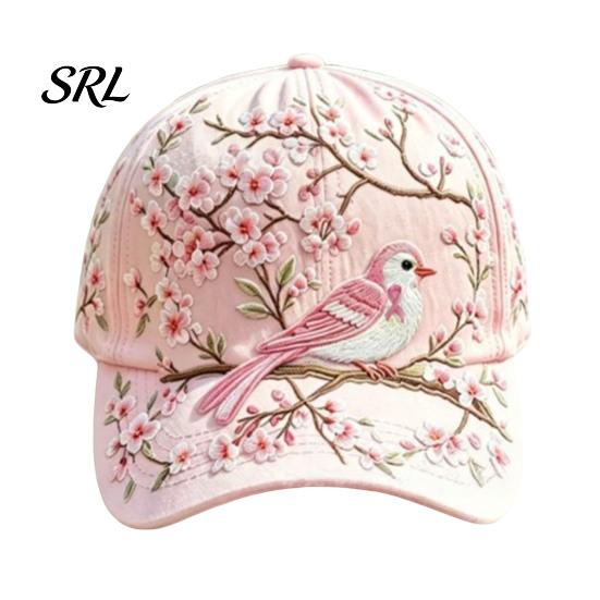 Artistic Printed Baseball Cap for Women, Embroidery Flower Bird Pattern Hat, Love Art Design Hat Adjustable Fit Gardening Sun Spring Summer Outdoors