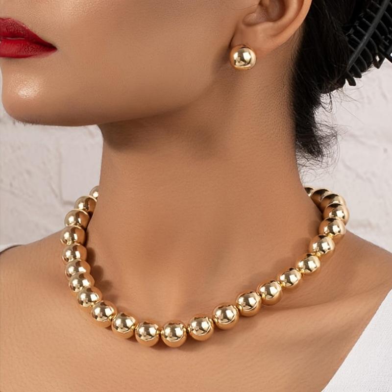 

Exaggerated gold bead fashion necklace choker collar золотий