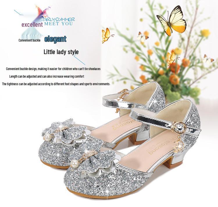 Girls' Golden Princess Shoes: Non-slip, Breathable Korean Style Sandals for Summer.