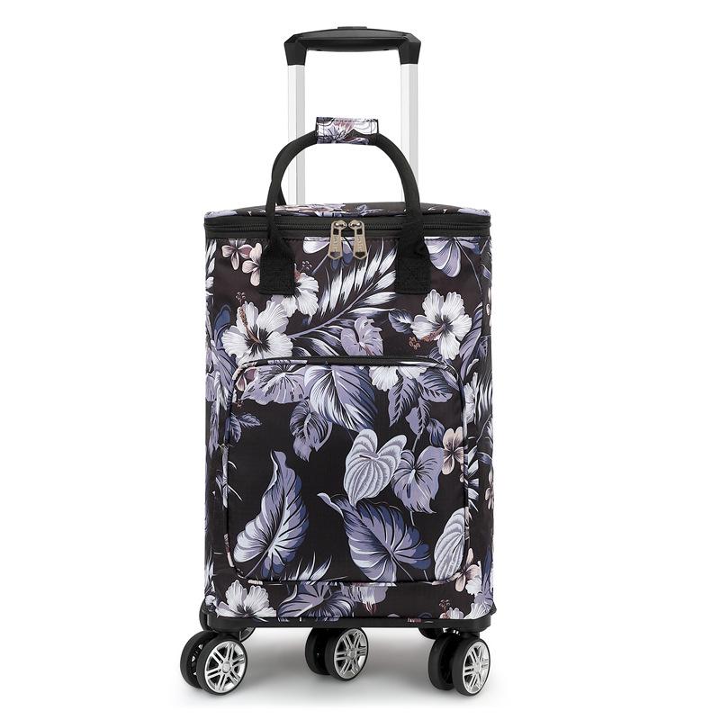 Portable Small Trolley Cart with Universal Wheels and Insulated Shopping Bag