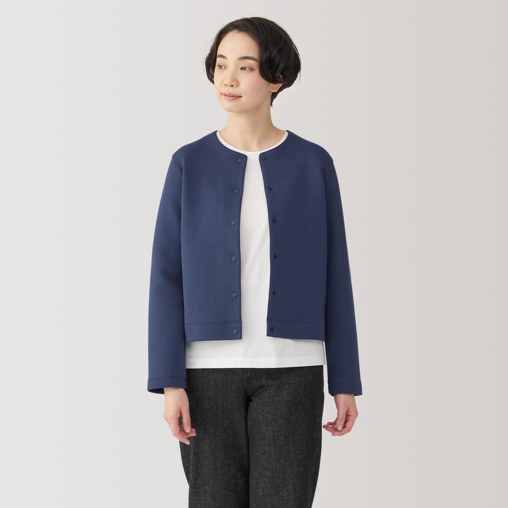 MUJI Double Knit Sweat Size BB2R1A4A Women's Cardigan, Navy, XS,