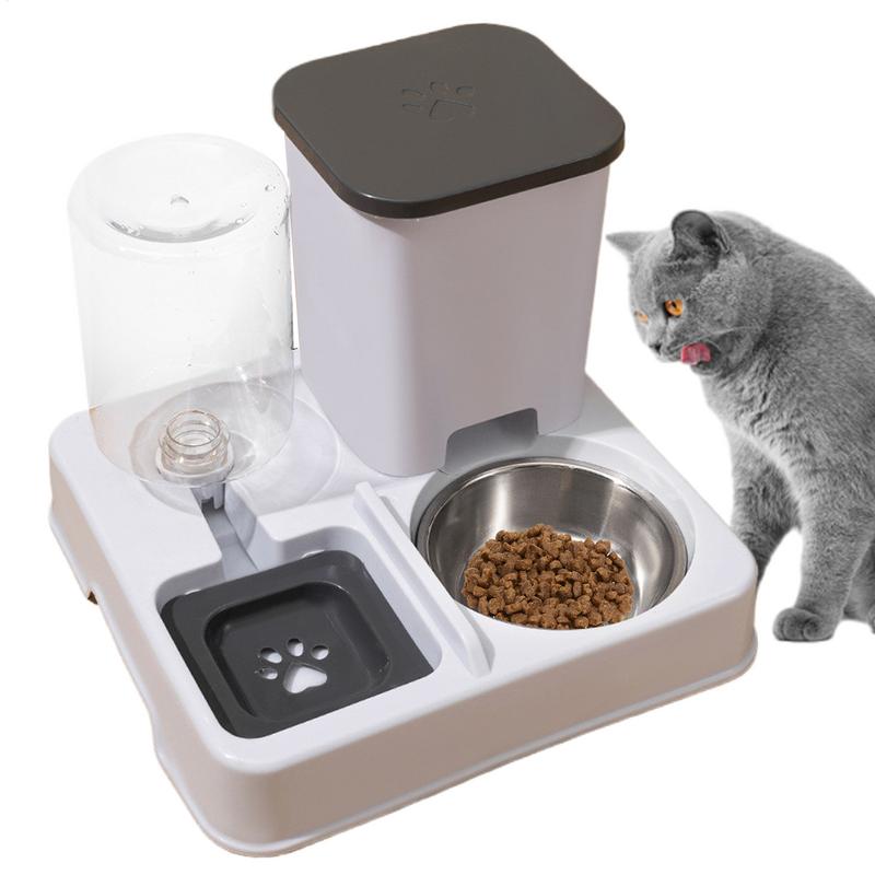 Automatic Cat Feeder and Water 2 In 1 Non-Slip Pet Bowl Portable Automatic Feeders Pet Food and Water Dispenser for Cat Dog bowl