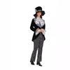 Halloween New Ladies Magician Black and White Striped Costume Masquerade Costume
