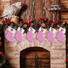 1PC Pink Christmas Socks Letter Embroidered Gift Pendant Knitted Letter Christmas Socks 3d Pendant Gift Bag