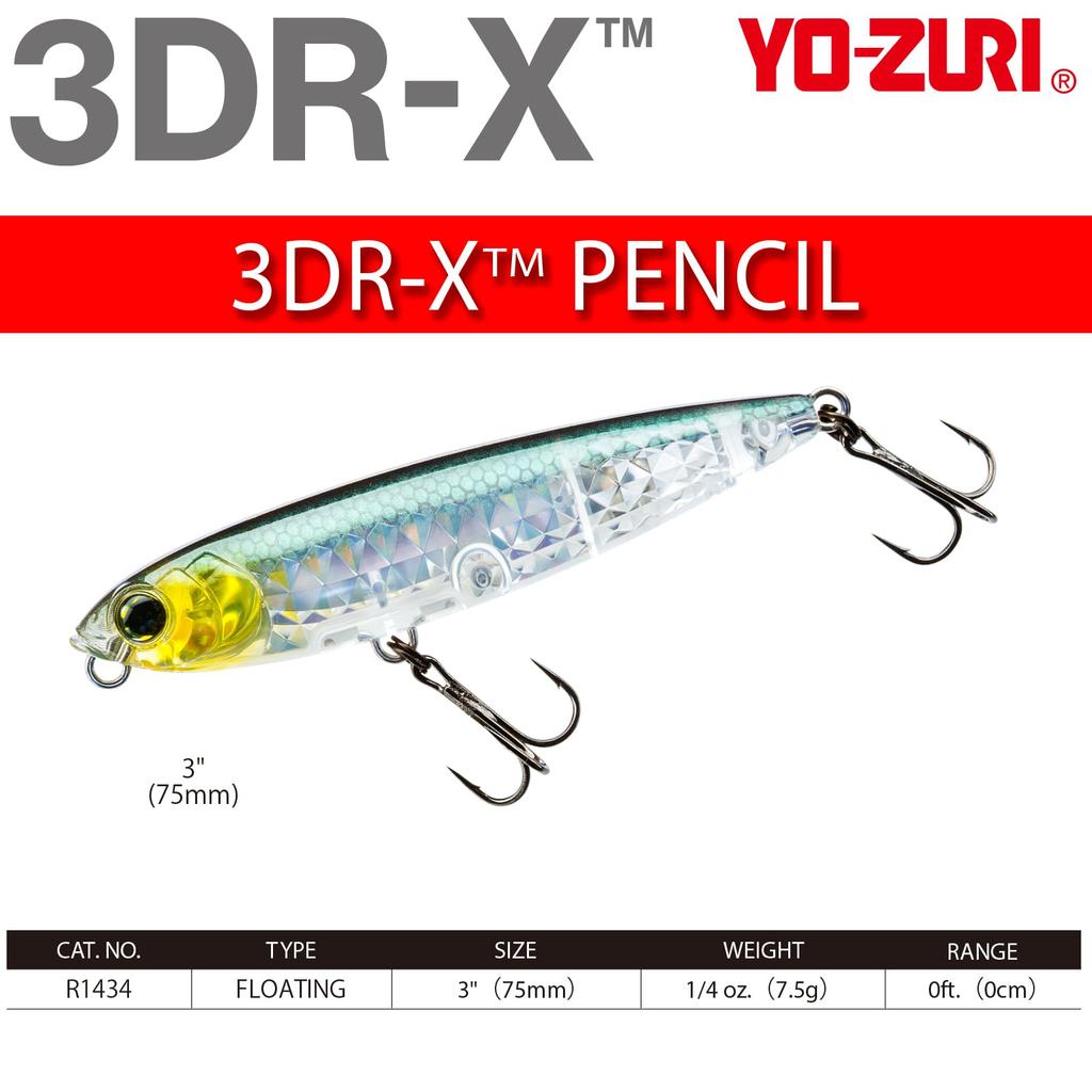 YO-ZURI Bass Lure 3DR-X Pencil Floating 75mm Color: Matte Ghost