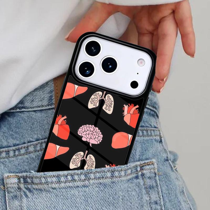 Human Organs Brain Phone Case for iPhone 16e 15 14 13 12 17 Pro Max Plus Air 17pro Cover Coque