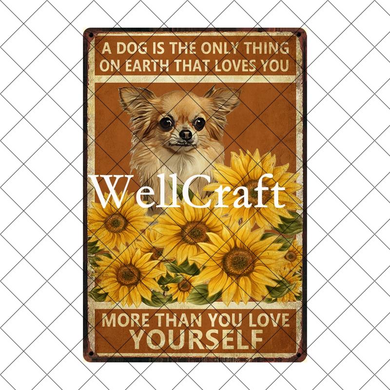 [ Wellcraft ] Chien Chihuahua Animal de Compagnie Sous la Douche Vin Bain Boutique Art Métal Étain Panneau Mur Poster Peinture Fer Pub D-04 20*30 CM