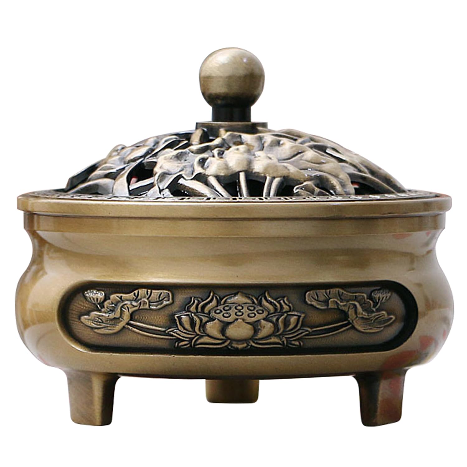 

[SENYON] Three-legged Incense Holder, Alloy, Incense Burner, Incense Ceremony, Aromatherapy, Lotus Flower, Dragon Design (Lotus Flower)