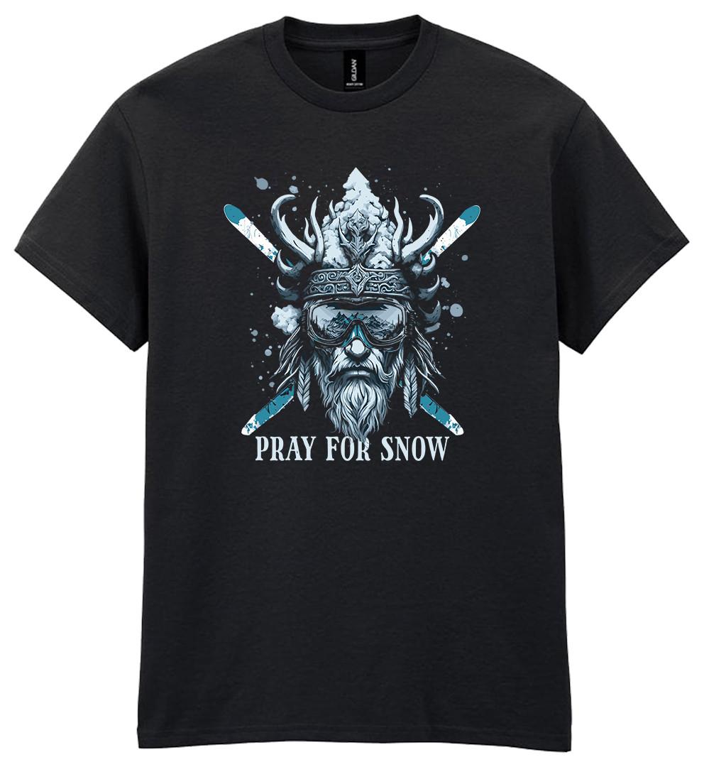 Pray For Snow Ski Viking T-Shirt Mens Womens Tees Top - Skiing Gift Winter Ski Trip Unisex Mens Skier S