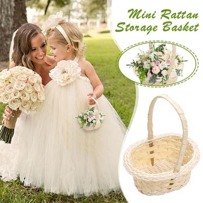 Mini Woven Baskets with Handles Small Imitation Rattan Woven Basket for Wedding Photography Prop Storage Container for Wedding