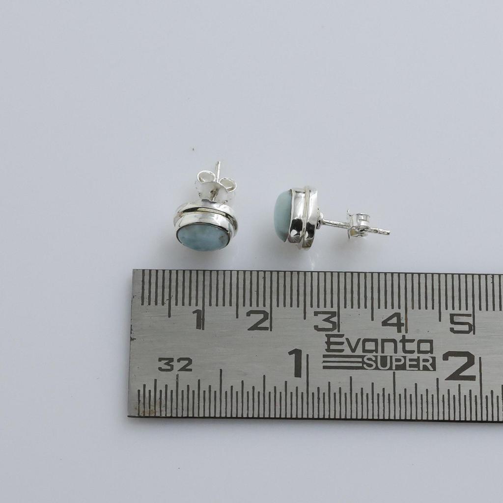 Larimar Silver Stud Earring, 925 Sterling Silver Handmade Jewelry, Gift For Her, Women Earring