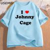I Love Johnny Cage Men's Cotton T-shirt Short Sleeves Unisex Man Clothing Streetwear Graphic T Shirts Oversized Male Clothes