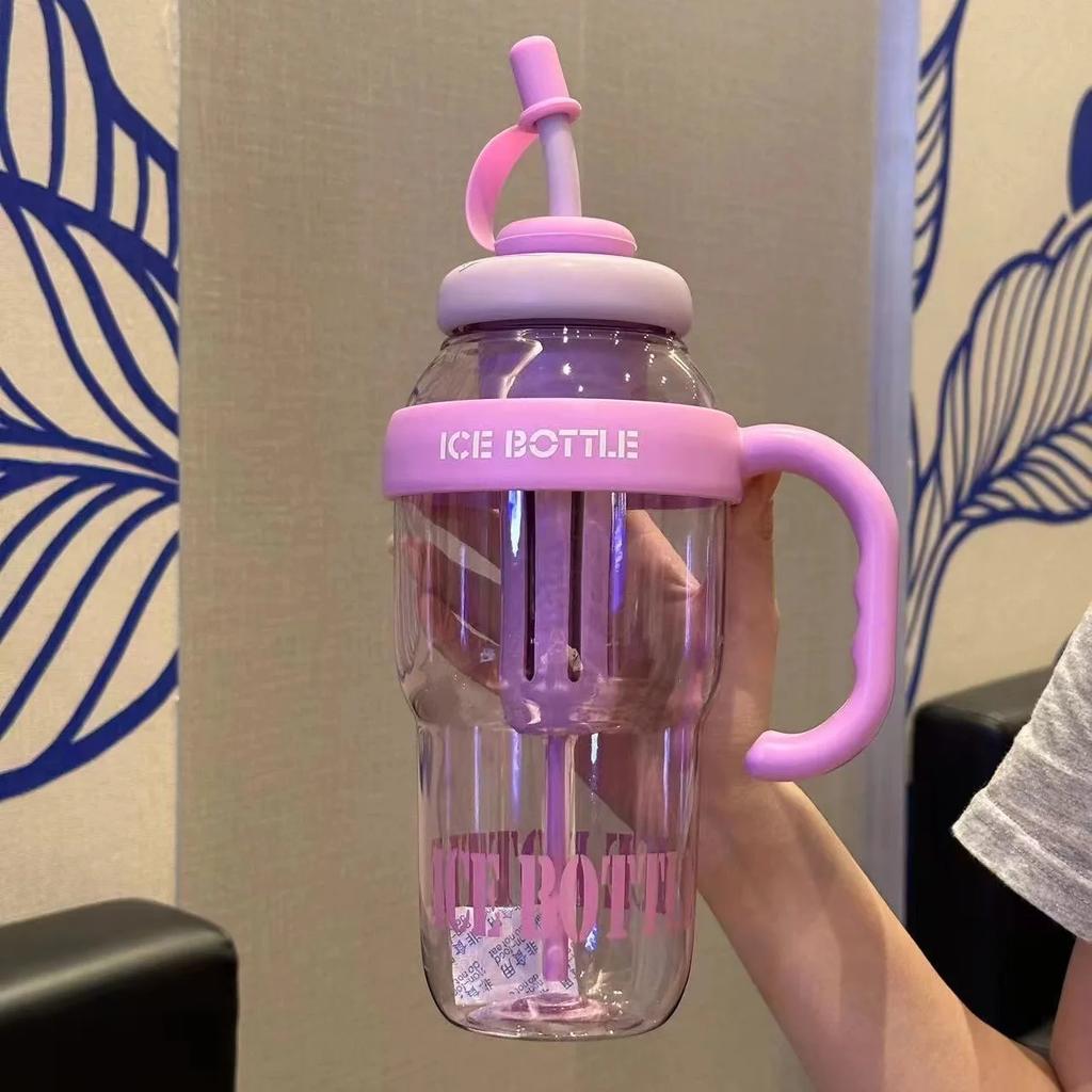 1 ks 1300ML Přenosný plastový kelímek Velkokapacitní plastová brčka Láhev na pití Venkovní cestování Přenosný posilovací fitness Letní kelímek na vodu