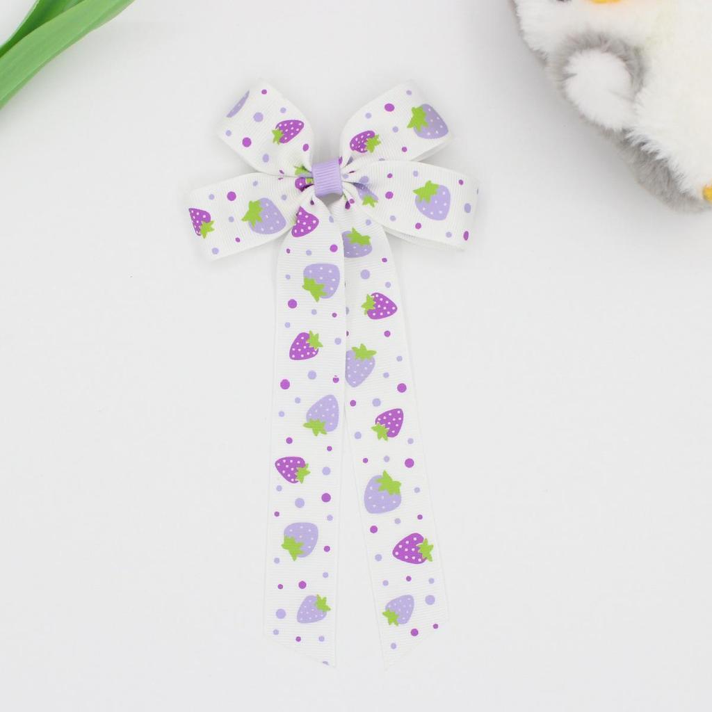 Printed Ribbed Band Long Ribbon Bow Hair Clip - Hot Selling Hair Accessory