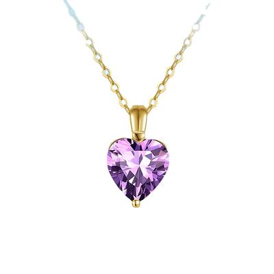 S925 Sterling Silver Necklace Natural Brazilian Amethyst Stone Golden Garnet Inlaid Pendant